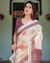 Linen 137 By Almari Pure Linen Saree With Tassels Wholesale Price In Surat